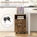 Cassettiera da Ufficio Portadocumenti con Serratura 39x40x65 cm in Legno Marrone