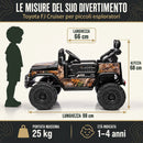 Macchina Elettrica per Bambini Fuoristrada Toyota Fj Cruiser 12V Telecomando Ruote in Gomma e Sedile in Pelle Nero e Mimetico