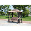 Dondolo 3 Posti Ribaltabile Struttura in Acciaio con Zanzariera per Arredo Giardino Esterno