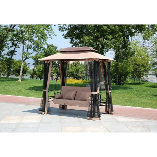 Chaise à bascule pliante 3 places Structure en acier avec moustiquaire pour mobilier de jardin extérieur online