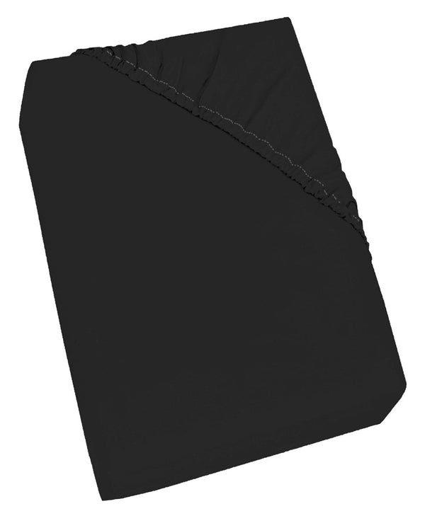 Drap inférieur avec coins et élastique Couleur unie Noir Différentes tailles sconto