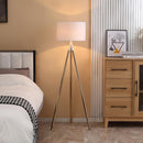 Lampada da Terra 53x53x144 cm E27 Paralume in Tessuto Bianco e Oro
