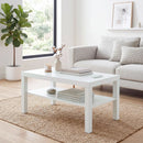 Tavolino da Salotto Rettangolare 90x45x44,5 cm con Ampio Ripiano in MDF Bianco      