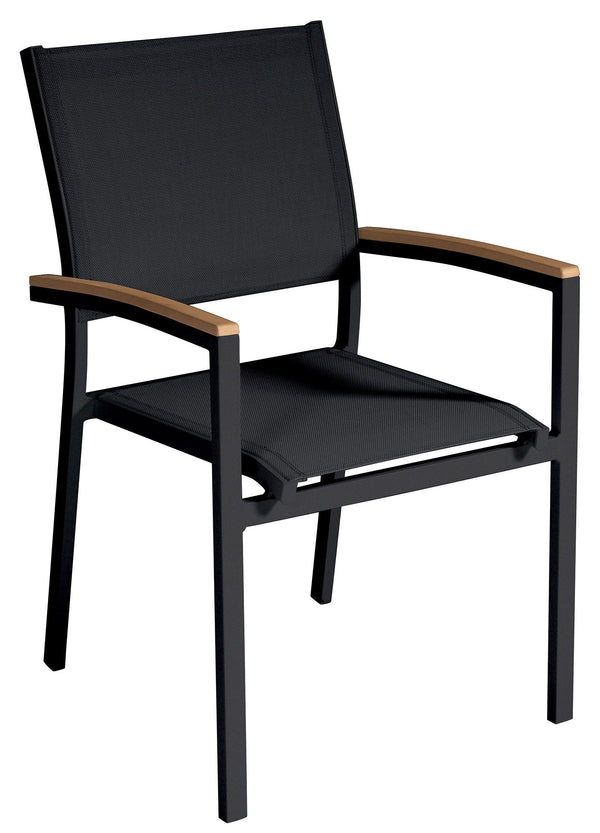 Chaise de jardin empilable 56x60x88 cm en aluminium et textilène Volterra noir prezzo