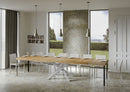 Tavolo Allungabile 130-390x90x77 cm Volantis Premium Quercia Natura Telaio Bianco 