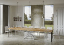 Tavolo Allungabile 120-380x90x77 cm Volantis Premium Quercia Natura Telaio Bianco 