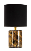 Lampada da Tavolo Glam Dark Ø 15x28 Min 2 cm in Ceramica e Poliestere