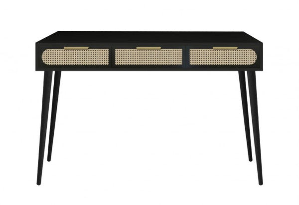 Console Josine 3 tiroirs 110x40x78 cm en bois noir sconto