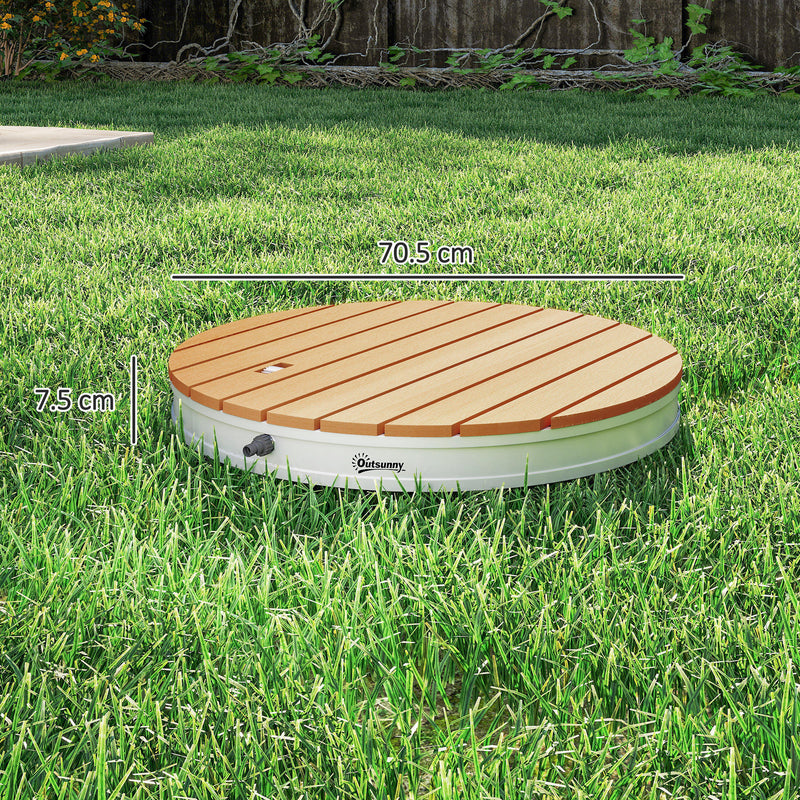 Doccia da Giardino Portatile Ø70,5x7,5 cm Getti d'Acqua Regolabili fino a 4 m in Polistirene Effetto Legno  