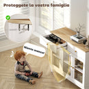 Credenza Cucina Mobile Buffet Ante in Vetro 100x35x80.3cm Bianco e Rovere      