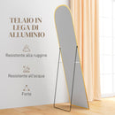 Specchio a Figura Intera da Terra 50x161,5 cm in Lega di Alluminio con Supporto Pieghevole Oro   