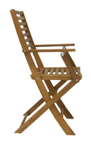 Set 2 Sedie da Giardino Pieghevoli 56x53x92 cm con Braccioli in Legno Naturale