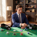Set da Poker Completo con 500 Fiches Mescolatore di Carte Distributore di Carte Tappetino 5 Dadi Argento      