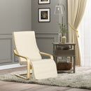 Poltrona Relax 66,5x94x100 cm con Poggiapiedi a 5 Livelli in Legno di Betulla e Tessuto Crema  