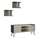 Mobile TV 2 Ante 2 Mensole 56,5x125,5x33 cm in MDF Klappe Antracite e Bianco