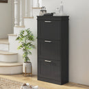 Scarpiera 3 Cassetti Ribaltabili e Regolabili 15 Paia di Scarpe 54x24x117,5 cm Nero  
