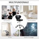 Sgabello 45x54x73-88 cm Regolabile e Girevole a 360° con Schienale in Acciaio e Finta Pelle Nero      