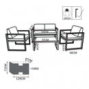 Set Salotto da Giardino Divano 2 Poltrone e Tavolino con Cuscini in Alluminio Antracite