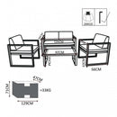 Set Salotto da Giardino Divano 2 Poltrone e Tavolino con Cuscini in Alluminio Taupe