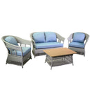 Set Salotto da Giardino Divano 2 Poltrone e Tavolino in Rattan Jefferson Grigio
