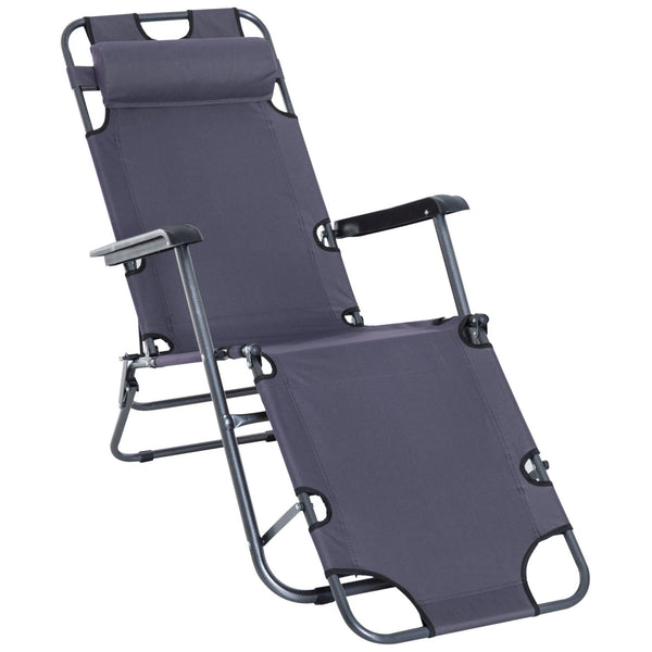 sconto Fauteuil inclinable pliant en métal et textilène gris