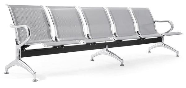 Panca per Sala Attesa 5 Posti in Acciaio da Ufficio Tosini Grigia