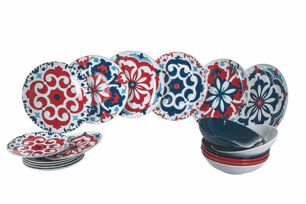 online Service de Table 18 Pièces en Porcelaine et Grès Multicolore VdE Tivoli 1996 Santiago
