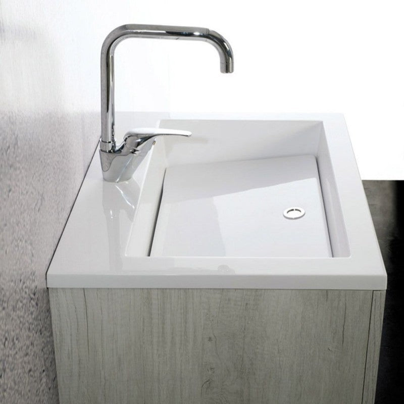 Mobile Lavatoio Vasca Zeus in MineralMarmo Apertura a 2 Ante 60x48x50 cm Olmo Naturale