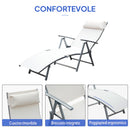 Lettino da Giardino Piscina Pieghevole Schienale Regolabile Crema Bianco 180x63.5x65 cm