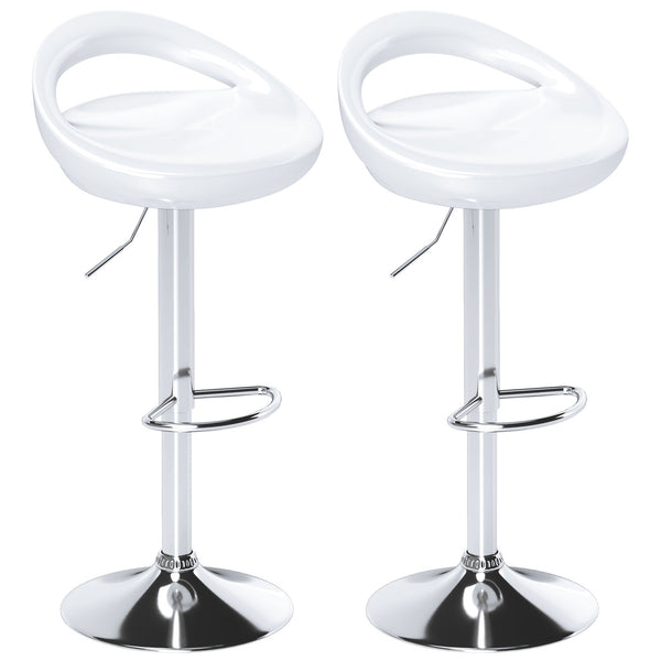 Set 2 Sgabelli da Bar Altezza Regolabile Seduta in ABS Bianco sconto
