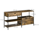 Mobiletto Basso 147x40x77 cm in Acciaio e Legno Marrone