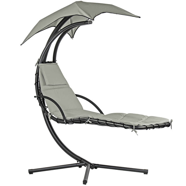 Sedia Dondolo Pensile Relax Chaise Longue con Tettuccio 190x105x205 cm Telly Panna Scuro online