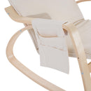 Poltrona a Dondolo con Poggiagambe in Legno Curvato Crema 