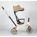 Passeggino Triciclo 70x30x96 cm con Sedile Girevole 360° Trasformabile in Bicicletta Pedagogica Bianco e Beige    