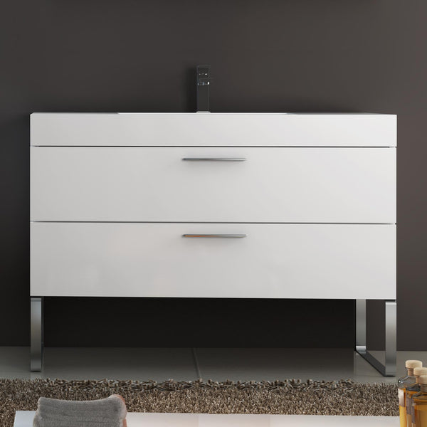 Meuble de Salle de Bain avec Pieds Laqué Blanc 120cm Fosterberg Hvid 4 online