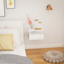 Comodino Sospeso 35x32x22,5 cm con Cassetto e Ripiano Aperto in Legno Bianco  