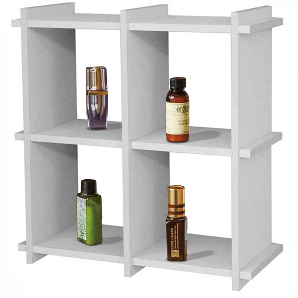 online Libreria Scaffale a Parete 4 ripiani Bacheca in Legno Bianco Multiuso