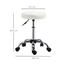 Set 2 Sgabelli Girevoli con Ruote Ø35.5x46-38 cm in Similpelle Bianco