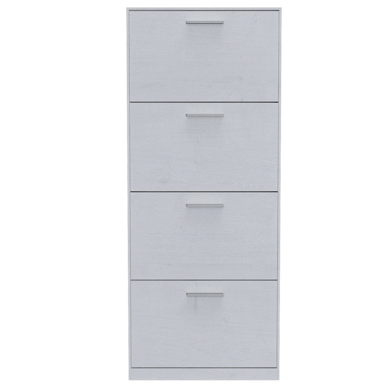 Scarpiera Salvaspazio 4 Ante a Ribalta 63x24x150h cm in Melaminico Bianco Cemento