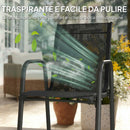 Set 4 Sedie Impilabili e Traspiranti 51x69x87 cm con Braccioli e Schienale Alto in Metallo e Poliestere Nero      