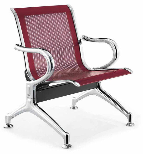 Banc pour salle d'attente 1 place en acier rouge acquista