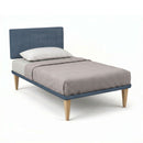 Letto Singolo con Rete Rivestita Microfibra Blu Tessis Testata Vertical Varie Misure