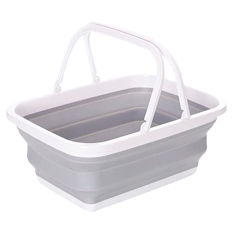 Bacinella Contenitore Salvaspazio 9 Litri Pieghevole Multiuso con Manici Grigio