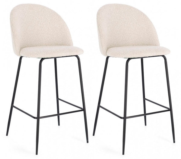Lot de 2 tabourets 51x55x105 cm Carry en Bouclè Noir et Ivoire online