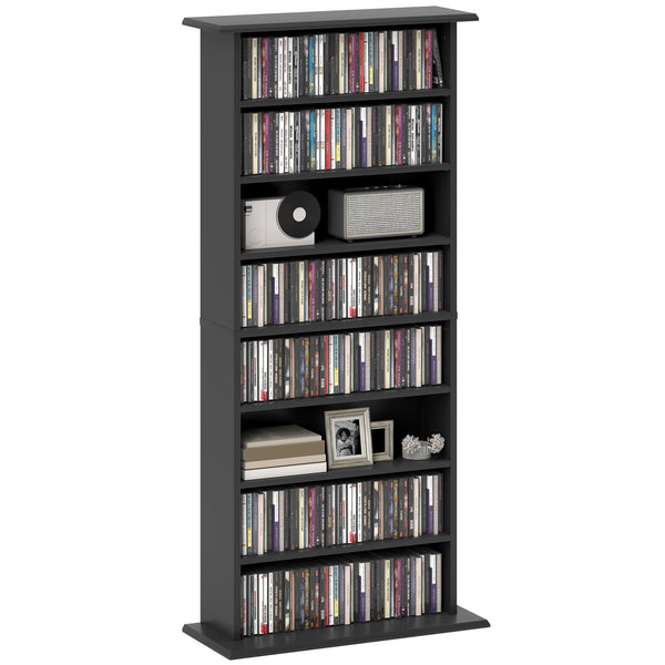 Libreria Porta CD e DVD 58x24x124,5 cm con 6 Ripiani Regolabili Nero prezzo