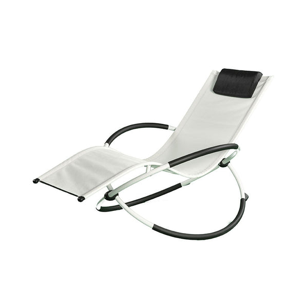 sconto Fauteuil à bascule de jardin pliant en textilène avec coussin blanc à bascule Taddei New