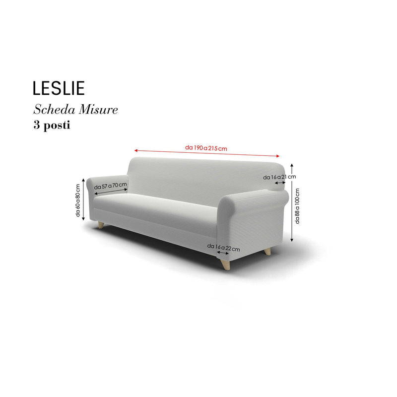 Copridivano Elasticizzato in Poliestere Leslie Grigio Chiaro Varie Misure