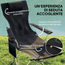 Set 2 Sedie Pieghevoli 82x50-100x88 cm con Poggiapiedi e Portabicchieri Nero  