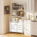 Credenza Cucina Mobile Dispensa 80x42x171 cm in Legno e Acciaio Bianco  