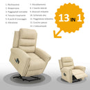 Poltrona Alzapersona Elettrica Massaggiante 98x96x105 cm in Similpelle Crema
